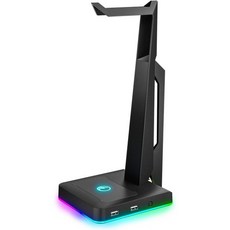RGB 게이밍 헤드셋 스탠드 2개 USB 포트 포함 PC Xbox One PS4 스위치용 게임 헤드폰 거치대 이어폰 걸이 스테이션용 멋진 책상 게이머 액세서리 검정색, IFYOO 검정
