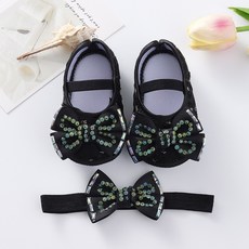 Annie 新生兒公主鞋髮帶套裝 0-1歲 寶寶軟底學步鞋 公主鞋 襪子 周歲禮物