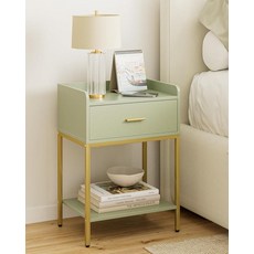 Masupu 나이트스탠드 침대 옆 테이블 3단 모던 나이트 스탠드 보관 서랍 및 선반 침실 거실용 작은 엔드 사이드 테이블 블랙 (콘센트 없음 그린), Masupu 나이트스탠드, 침대 옆 테이블 3단 모던, 초록색