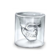 샷글라스 [로하티]해골 술잔 75ml 이중유리 양주잔 칵테일잔 샷글라스 스트레이트잔 술잔