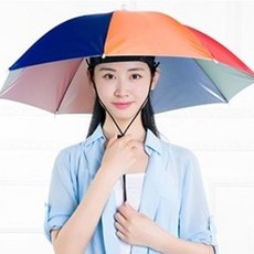 반야스토리 모자형 낚시우산 캠핑 여행 야외스포츠관람 작업, 레인보우, 1개
