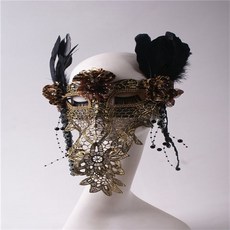 有貨萬圣節金色面紗全臉美女唱將蒙面歌王唱歌假面罩舞會面具成人神秘 DIY手工好物鋪, 長面紗, 1個