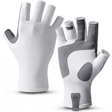 튼튼한 야외용 UV 낚시 장갑 - 카약 장갑을 위한 손가락 없는 그립 UPF 50+ 자외선 차단 액세서리 흰색 SM