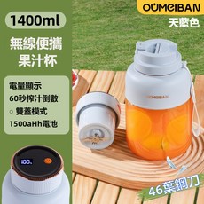 便攜式榨汁機，多功能水果榨汁杯，榨汁直飲二合一，碎冰蔬果榨汁機，電動榨汁機, 天空藍