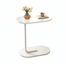 好的家居 橢圓邊桌小茶几 客廳邊桌 小茶几 咖啡桌, 白色+白腳