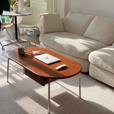 LEADS 거실 테이블 침대용 사이드 좌식식탁 밥상 작은 쇼파, 블랙 120x60x43 원목+스테인리스