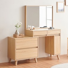 E0 모노 확장형 수납 화장대 거울세트, 네추럴