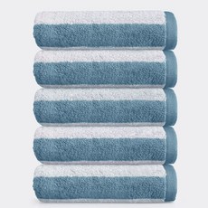 록신 데일리 스트라이프 세면타월 160g 40수 40*90 호텔 수건 세트 시크라인 스트라이프 파스텔, 5개, 파란색