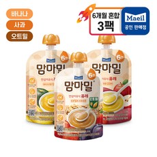 [똑똑]맘마밀 퓨레3종 각1팩(총3팩) 오트밀과사과프룬1+사과와고구마1+바나나단호박1, 1세트
