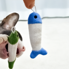펫버틀러 빙어사냥 고양이 물고기 장난감 캣닢 애착 인형, 1개, 노랑, 파랑, 초록