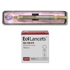 동화 스텐사혈기 DH1 + 에이치엘비 멸균이올란셋 30G 100개입 체했을때손따기 채혈기 사혈침 채혈침 당뇨침, 1개