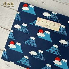 玩布布 幼兒園手帕/圓形手帕夾/擦手巾 - 可愛造型、柔軟親膚、吸水速乾, 1個, 富士山(深), 深藍色