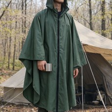 브오미 판초우의 우비 비옷 레인코트 롱우의, 1개, 카키