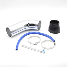 유니버설 자동차 레이싱 콜드 에어 인테이크 시스템 터보 유도 파이프 튜브 키트 콘 고유량 성능 인렛 3인, 03 pipe silver, 03 pipe silver