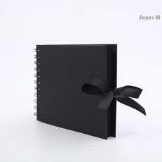 앨범 소형 기념 추억 이벤트 스프링 리본 장식 스크랩북 사진보관함, 베이지