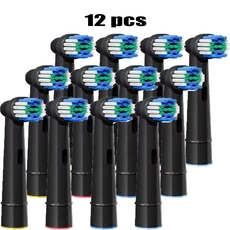 4/8/12/16개 교체용 칫솔 헤드 오랄-비 브라운 전문 호환 가능 브러시, 06 12 PCS black