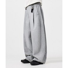 DIMITRI BLACK VLAD 원턱 커브드 컷오프 스웻 팬츠_멜란지