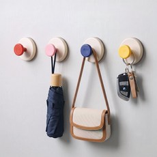 [2+2] 루시아이 컬러풀 무타공 흡착 후크, 1세트, 레드+핑크+블루+옐로우