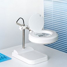 LED 확대경 스탠드 고배율 대형 돋보기 램프 탁상용 작업용 조명, 10배율 127mm단층렌즈+120LED