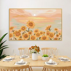 심스타 실십자수 해바라기 바다 노을 뷰 풍경 도안 세트 패키지 diy, 60x40cm 면사3가닥자수, 1개