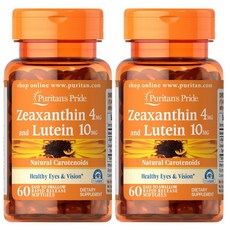 퓨리탄프라이드 지아잔틴 Zeaxanthin 4mg 루테인 Lutein 10mg 60정x2개, 2개, 60정