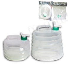 하마 자바라 물통 5L 10L 물 통 약수 휴대 접이식 캠핑, 1개