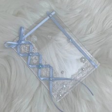 小卡裝飾 【1萬人收藏】小紅書推薦冬日戀歌芭蕾蝴蝶結手工蕾絲卡套成品3寸拍立少女心, 1個, 【冬日戀歌卡套】水藍色 1個