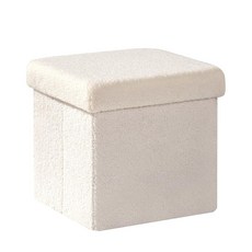 핀플러스 접이식 수납 오스만 벤치 거실용 블랙 셰르파 오스만 침실 거실 현관용 긴 신발 가슴 장난감 상자 발판 31.5인치, White, 15"D x 15"W x 15"H