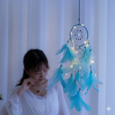 라이트캐처 드림캐처 LED 감성조명 무드등 펜던트 세트 캠핑 차박 선물용, 블루