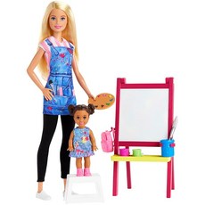 바비 Barbie 놀이 바비バービーと!와 하는 일! 아트 선생님 세트 옷 갈아 입히기 인형 인형 액세서리 세트 3세 GJM29, 상세페이지 참조, 상세페이지 참조