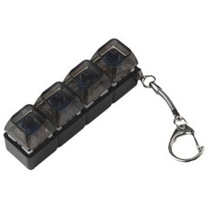 LED 키캡 키링 열쇠고리 RGB 청축 딸깍이 스위치 가방 차키 키링, 1개, 블랙 4구