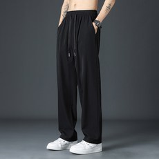 冰絲褲子男士夏季薄款垂感寬鬆運動褲速幹男高中生痞帥休閒長褲子