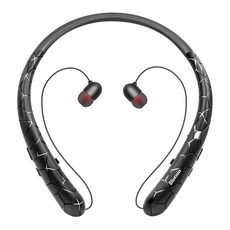 골전도보청기 노인보청기 소리증폭기 iPhone 및 Samsung 장치용 소음 차단 기능이 있는 접이식 넥밴드 헤드셋 Bluetooth 5.0 이어버드, [02] Black, 1개
