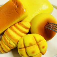 크로와상 말랑이 주물럭 베이커리 쫀득한 카스테라 빵 스퀴시 치즈빵 스트레스 빵모양 찐득이 메론빵, 단팥빵