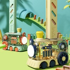 퍼니소피 NEW 자동 꼬마 기차 도미노 60p 아기 영아 유아 어린이 선물 블럭 자동 배열 트레인 자동차 장난감, 민트+오렌지, 1개