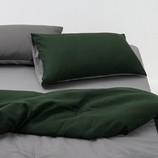 JAJU 25N 고밀도 피치스킨 배색 베개커버 60x40cm 다크그린 442997