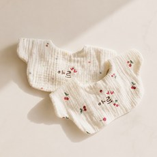 (6개/1set) 엘린베베 이름 자수 고급 여아 면 거즈 턱받이 유아 신생아 아기 침받이