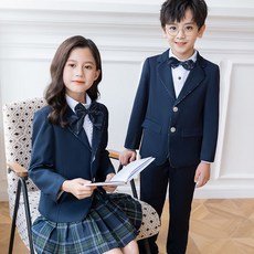 兔巴叮童裝 學生校服秋季套裝 英倫學院風幼兒園園服西裝中小學生班服錶演服裝花童西裝洋氣兩件套短袖西裝禮服開學畢業演出服