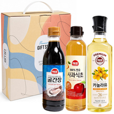 해표 3종 선물세트 /카놀라유 사과식초 굴간장 명절선물 추석선물세트 단체선물, 1개