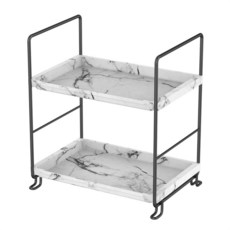 JANUS LiANG 주방 정리함 소형 향신료 랙 욕실 정리함 조리대 메이크업 선반 화장품 보관 디스플레이 랙 화장대 선반 PP 모조 대리석 디자인 도구가 필요 없는, 모조 대리석, 블랙