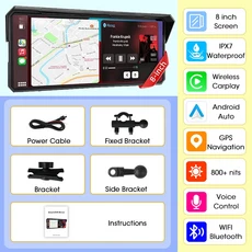 Jansite Carplay 오토바이 GPS 네비게이션 안드로이드 자동 블루투스 5.0 액세서리 모토 디스플레이 화면 I, 04 128GB, 02 6.86 inch MT