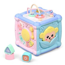TONEZONE 7 in 1 변신큐브 유아 조기교육 지능 개발 장난감 다기능 음악 핸드드럼, 1개, 칼라