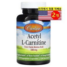 Carlson 아세틸 L-카르니틴 500mg Acetyl L-Carnitine, 2개, 120정