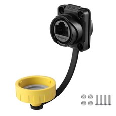 CNLINKO YM20 RJ45 방수 커넥터 세트 CAT6 이더넷 8P8C 이중 포트 패널 장착 수용기 소켓 IP68 블랙 4홀, 노란색/4-홀 소켓