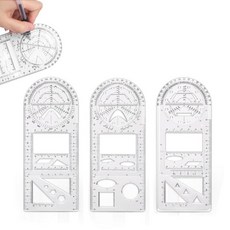 JIZZU 알루미늄 제도용 측량 형판 자 3개 투명