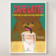 퍼플더스트 아이스 카페라떼 그림 강아지 카페 포스터 커피 인테리어 액자, 1.카페라떼독_A4, 포스터만