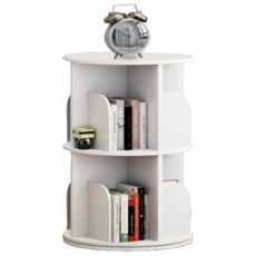 快樂奶爸 升級款封邊加大360度旋轉書架 多層置物收納書櫃 穩固耐用, 圓形, 2層