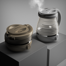 위마망 접이식 분유포트 접이식 전기포트, 1개, 샌드베이지[600ml]