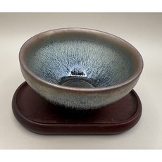 大器 非遺傳承人陳國文 銀毫建盏 纯手工陶瓷鐵胎原礦原釉 軟化水質 9.2口兔毫主人茶杯, 1個