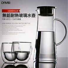 DFMEI 耐高溫玻璃水壺大容量冷水壺過濾涼水壺花茶壺加厚泡茶具防爆大壺, 1個, 透明:單獨不鏽鋼蓋, 1L